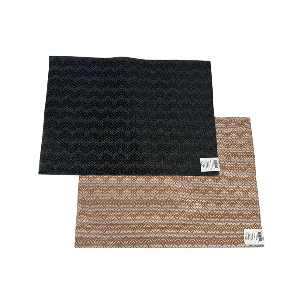 NWT‎ New Chilewich set of 2 Swing Night Butterscotch Table Placemats Black Beige